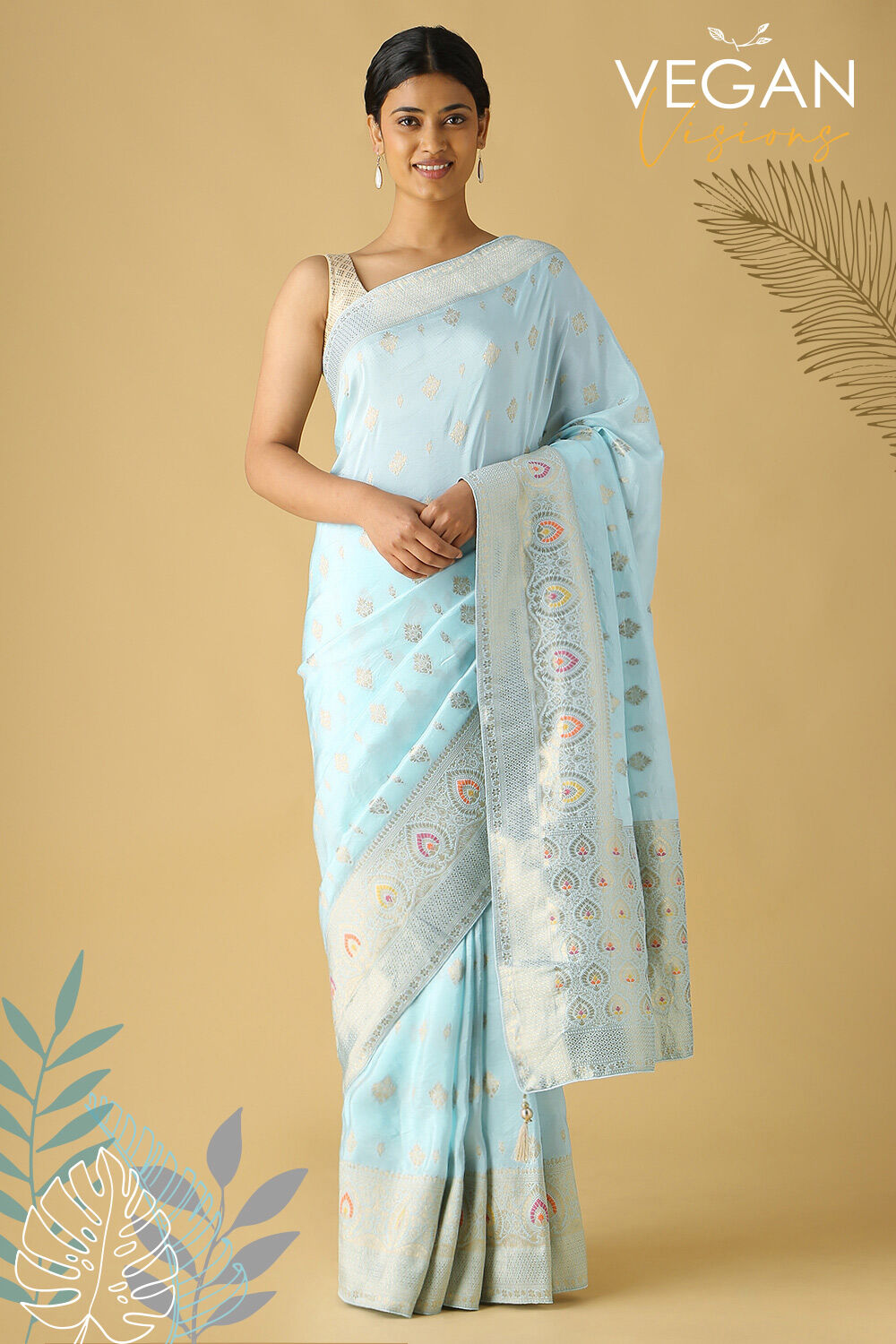 Light Blue Viscose Luxe Woven Saree image number null
