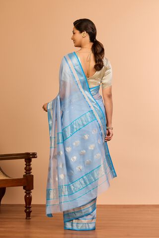 Light Blue Silk Cotton Chanderi Woven Saree thumbnail image number null