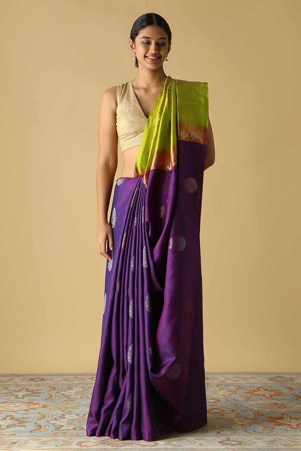Purple Pure Silk South Saree image number null