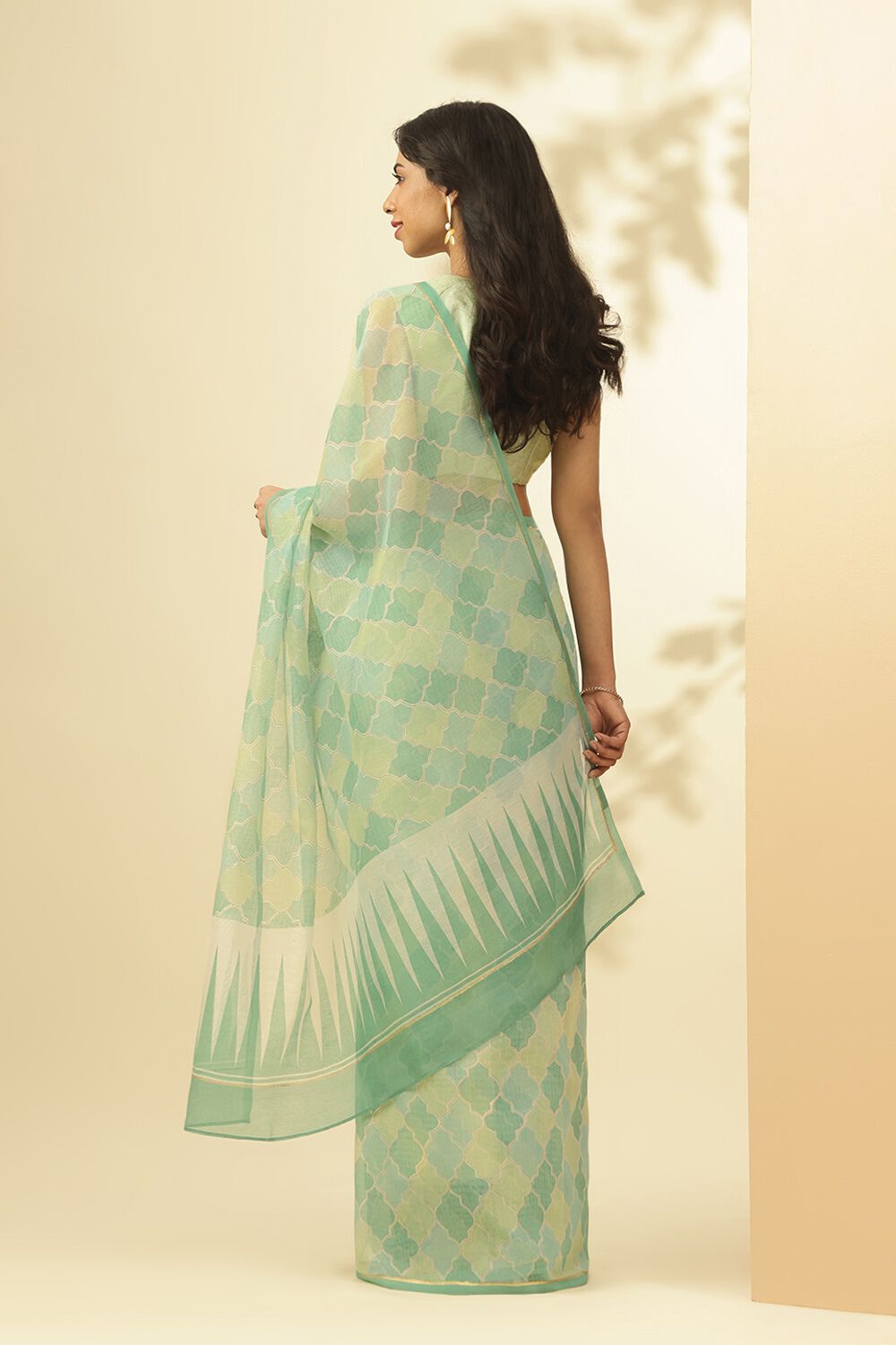 Green Screen printed Pure Silk Cotton Saree image number null