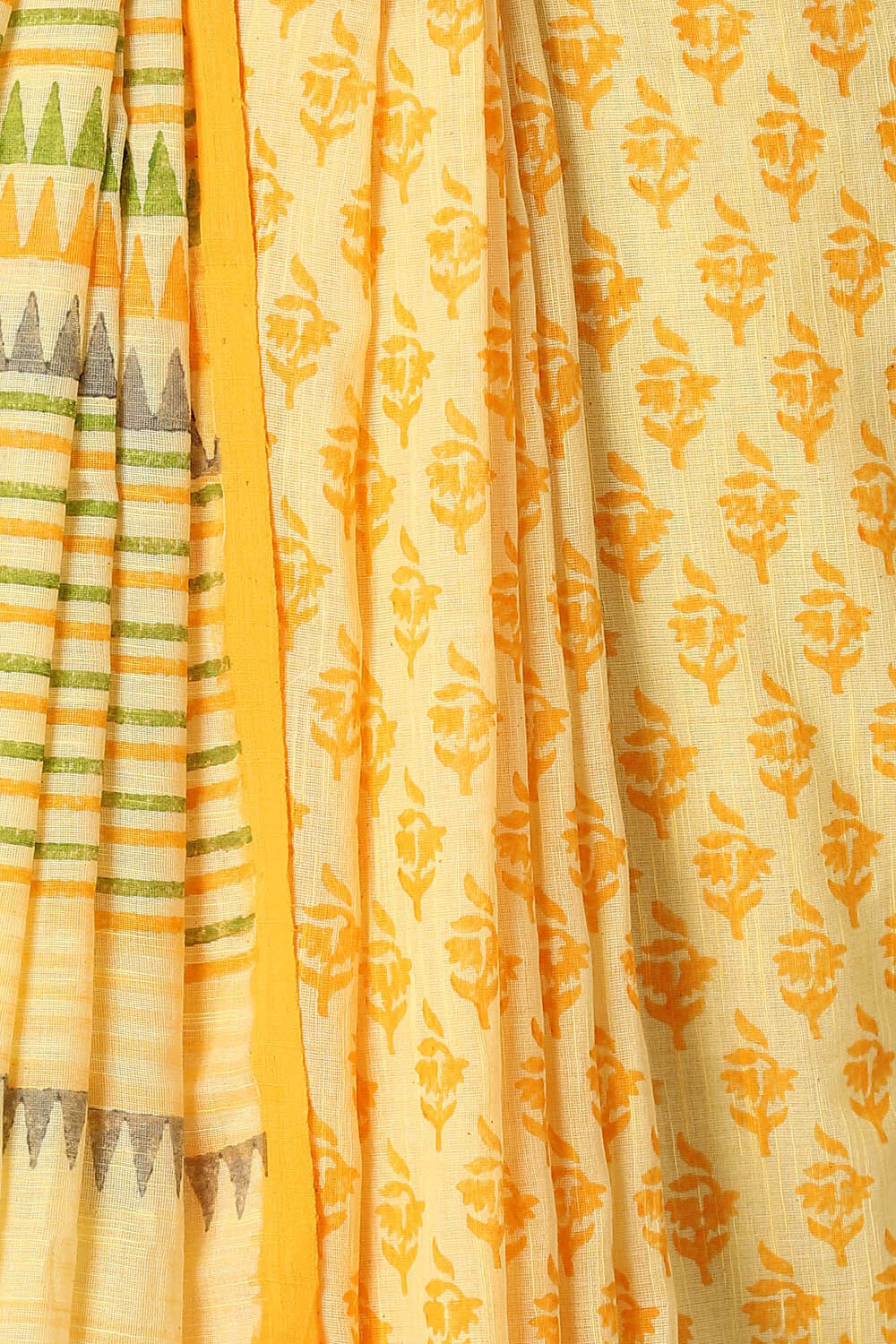 Yellow Pure Cotton Printed Saree image number null