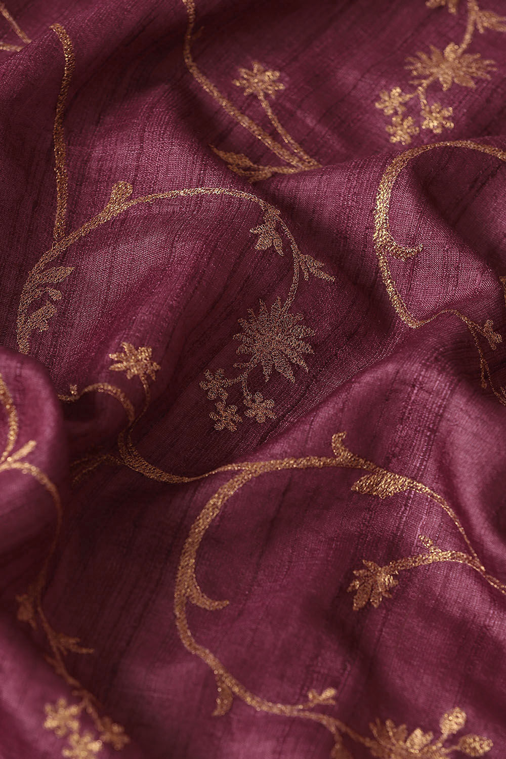 Dark Pure Pink Tussar Embroidered Saree image number null