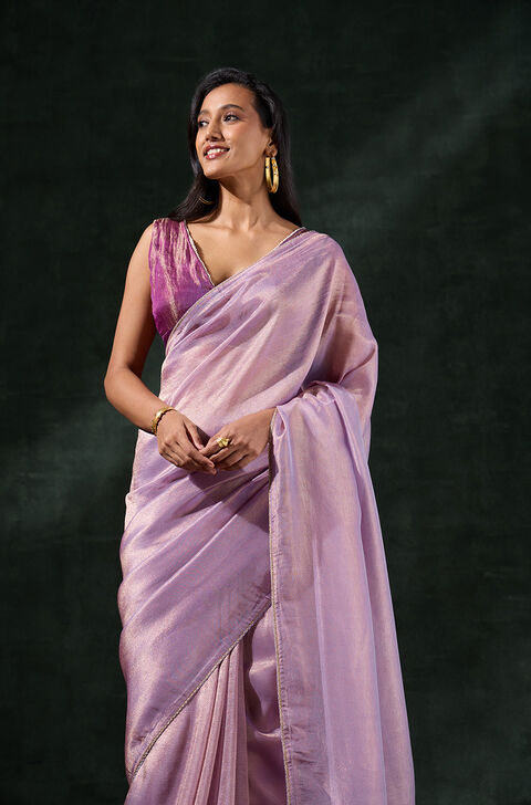 Purple Woven Tissue Saree
