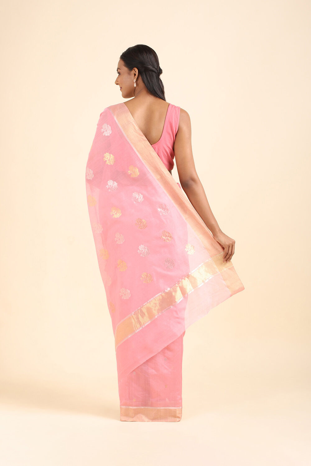 Light Pink Pure Silk Cotton Chanderi Saree image number null