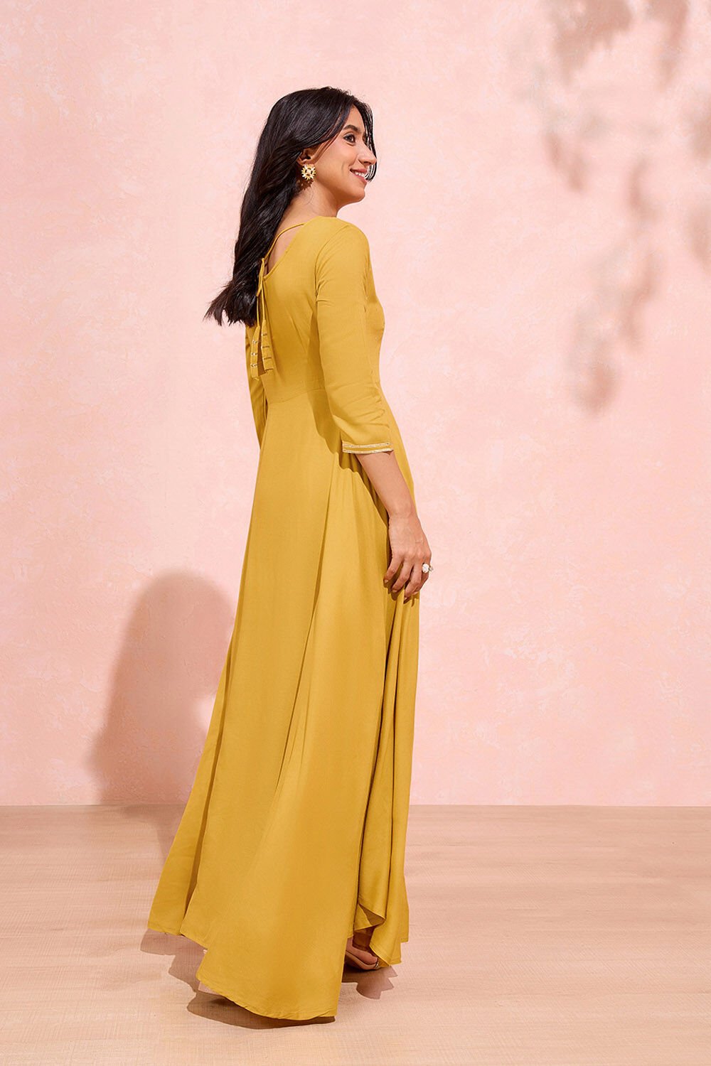 Yellow Viscose Embroidered Kurta image number null