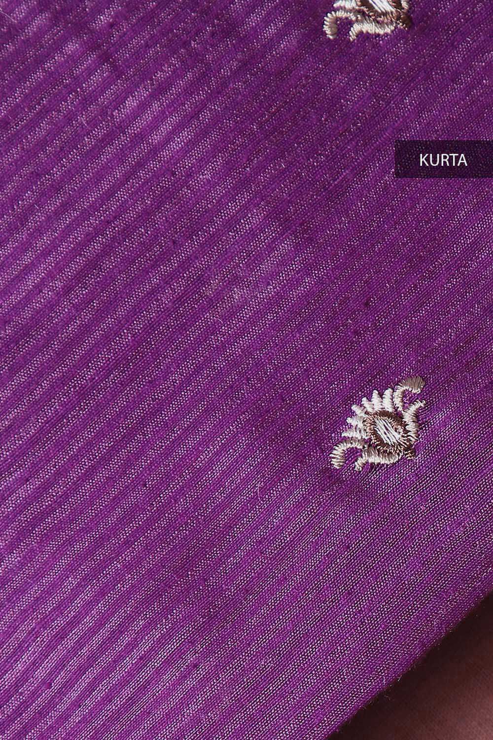 Purple Embroidered Silk Unstitched Suit Set image number null
