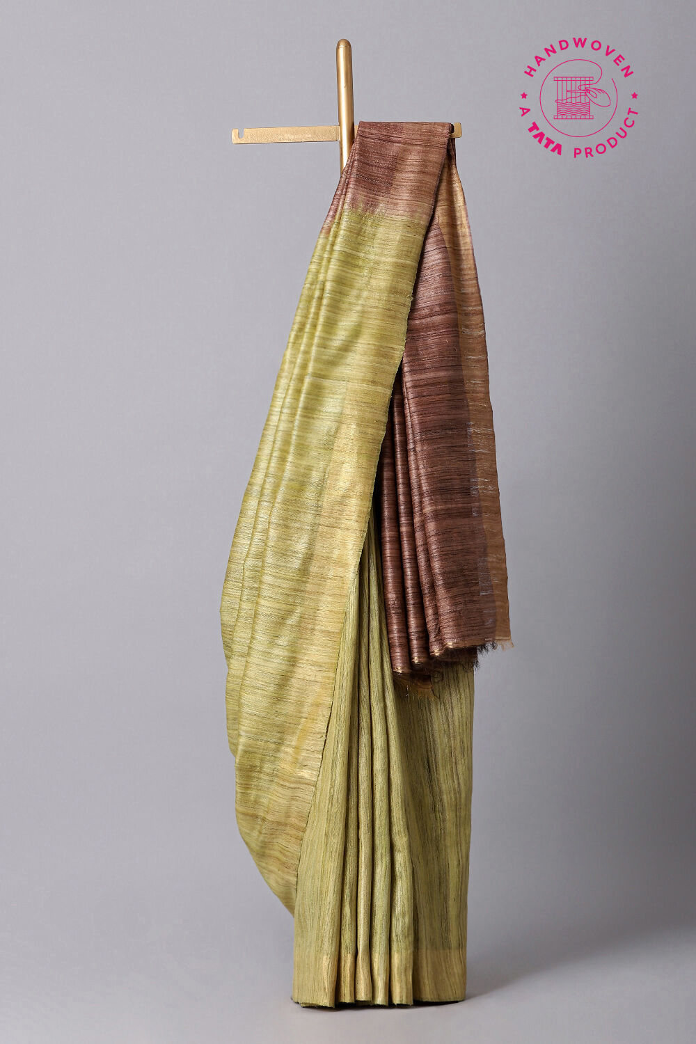 Light Green Pure Tussar Silk Tie and Dye Saree image number null