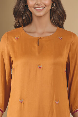 Orange Viscose Embroidered Kurta Set thumbnail image number null
