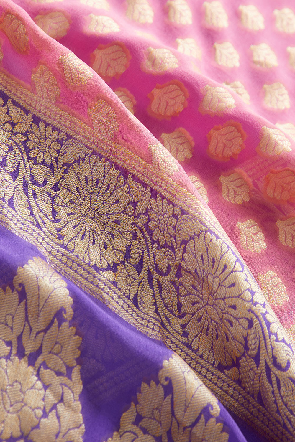 Pink Pure Silk Georgette Banarasi Cutwork Saree image number null