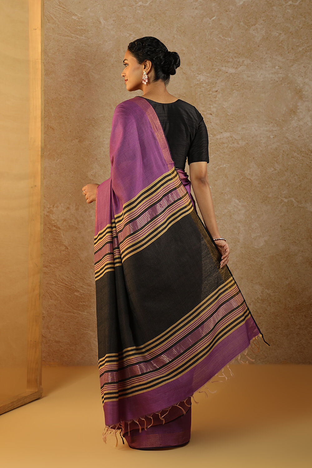 Purple Bhagalpur Woven Silk Viscose Saree image number null