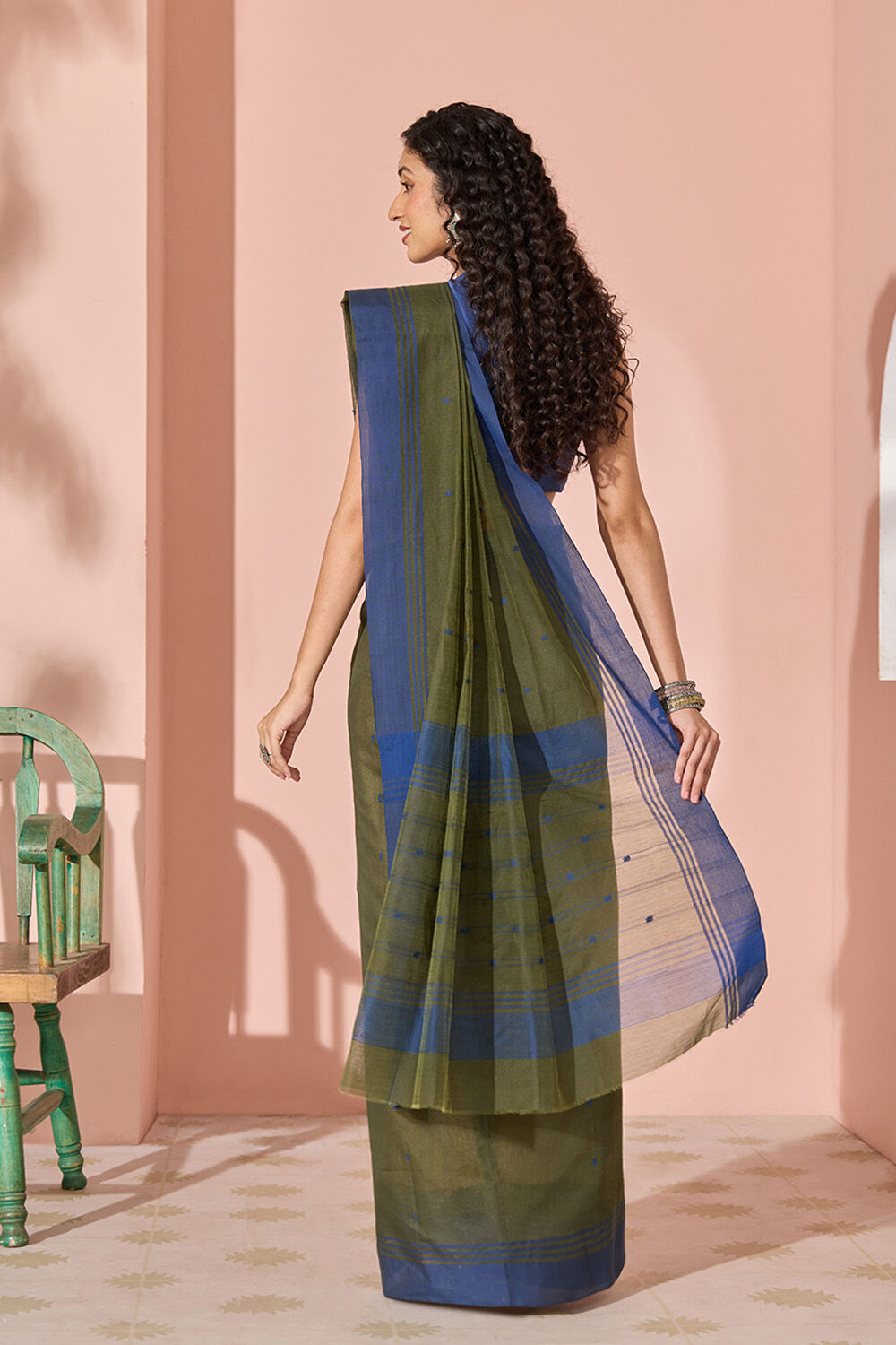 Dark Green Woven Pure Silk Cotton Chanderi Saree image number null