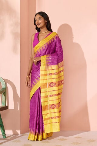 Pink Ikat Pure Tussar Silk Gopalpur Saree thumbnail image number null
