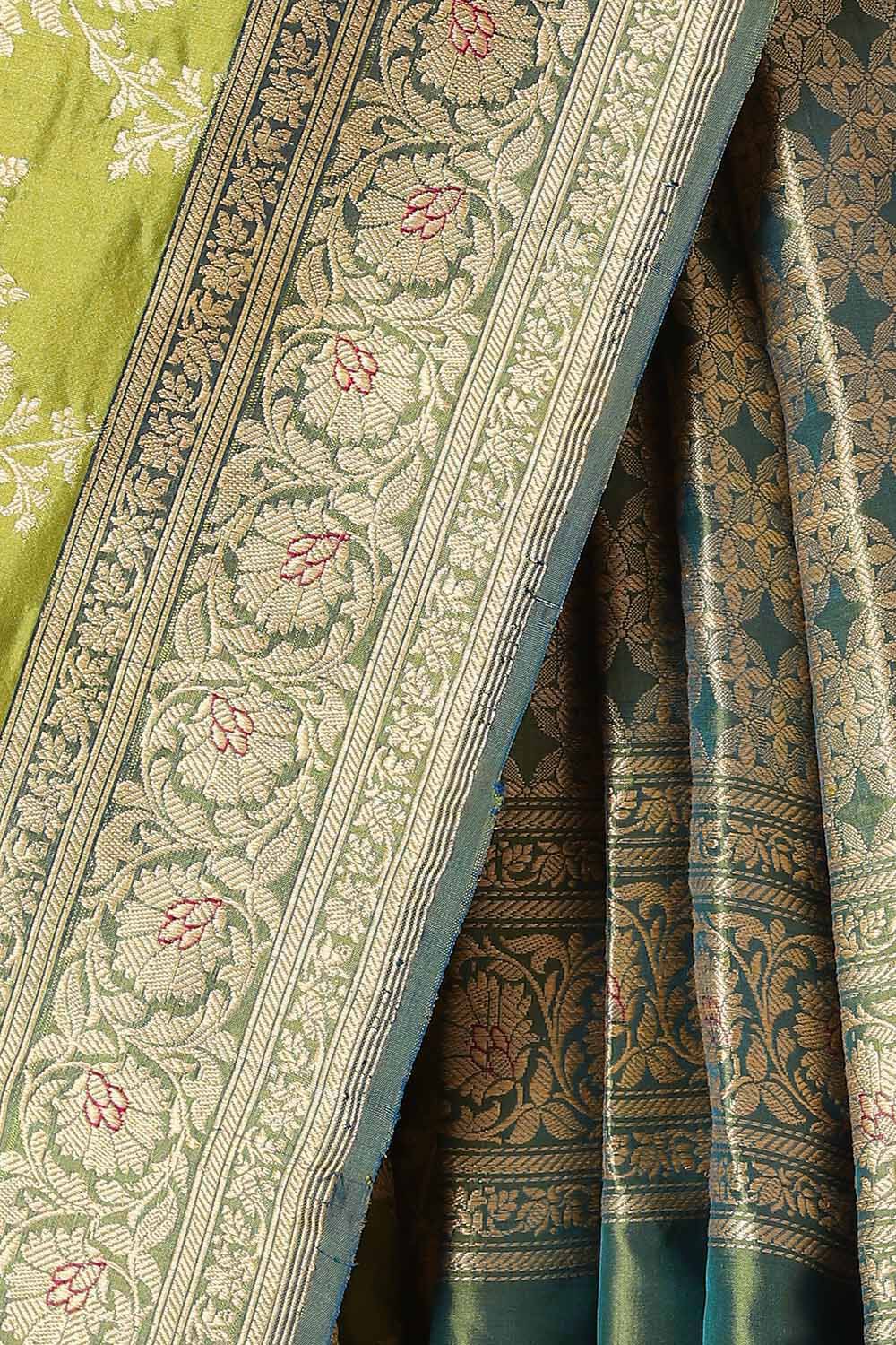 Green Pure Silk Banarasi Saree image number null