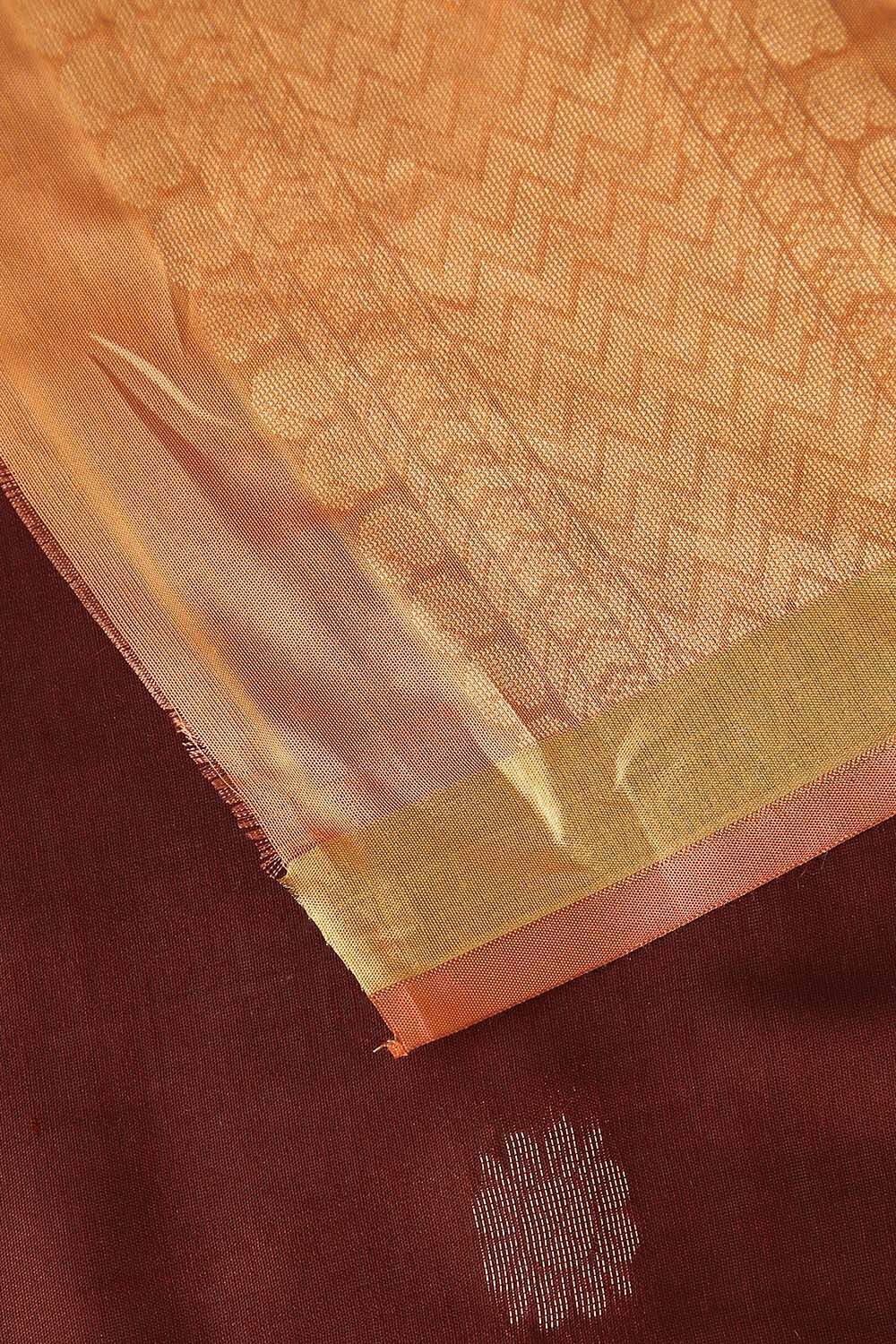 Brown Pure Silk Tencel South Saree image number null
