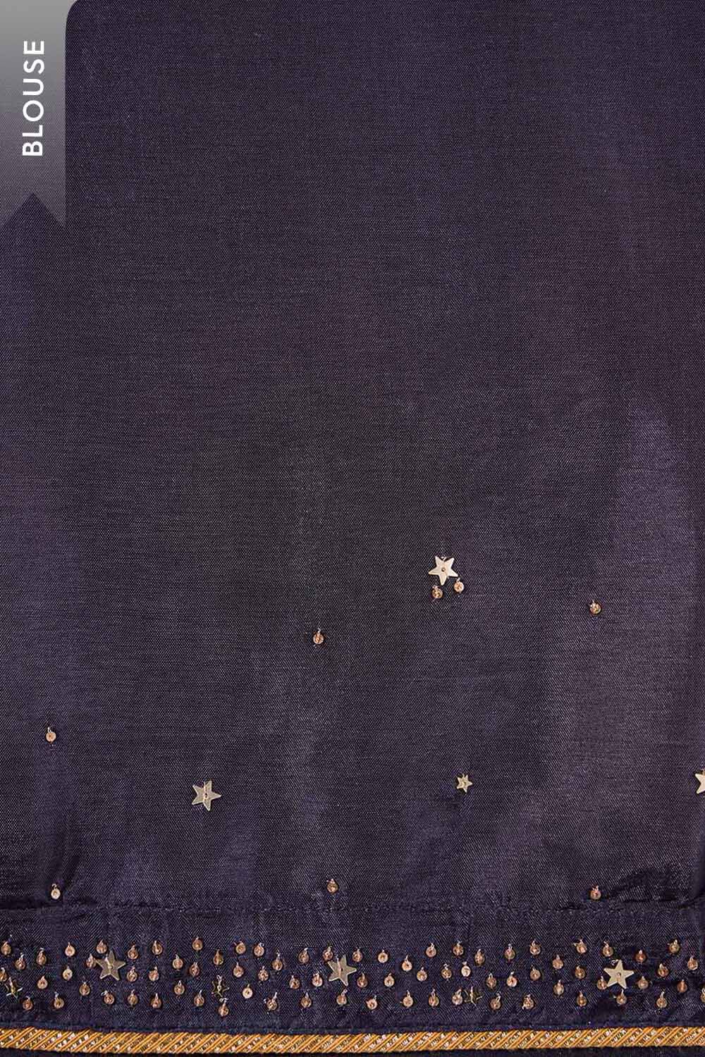 Dark Blue Pure Silk Tissue Embroidered Saree image number null