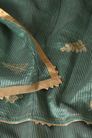 Dark Green Pure Tissue Silk Embroidered Saree thumbnail image number null