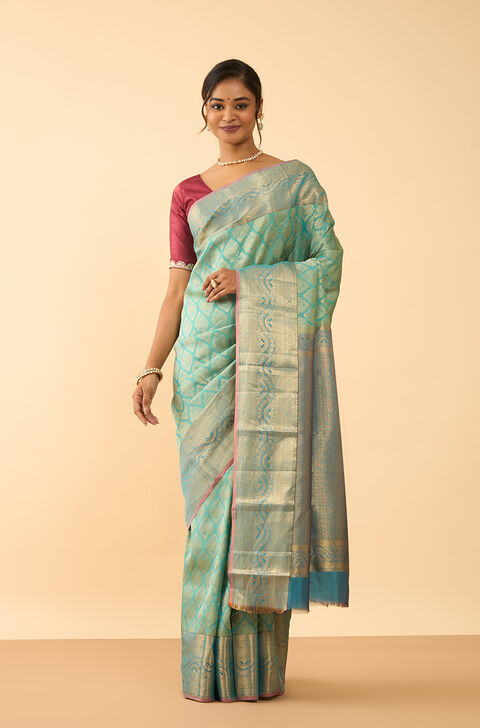Light Blue Woven Silk Viscose Saree