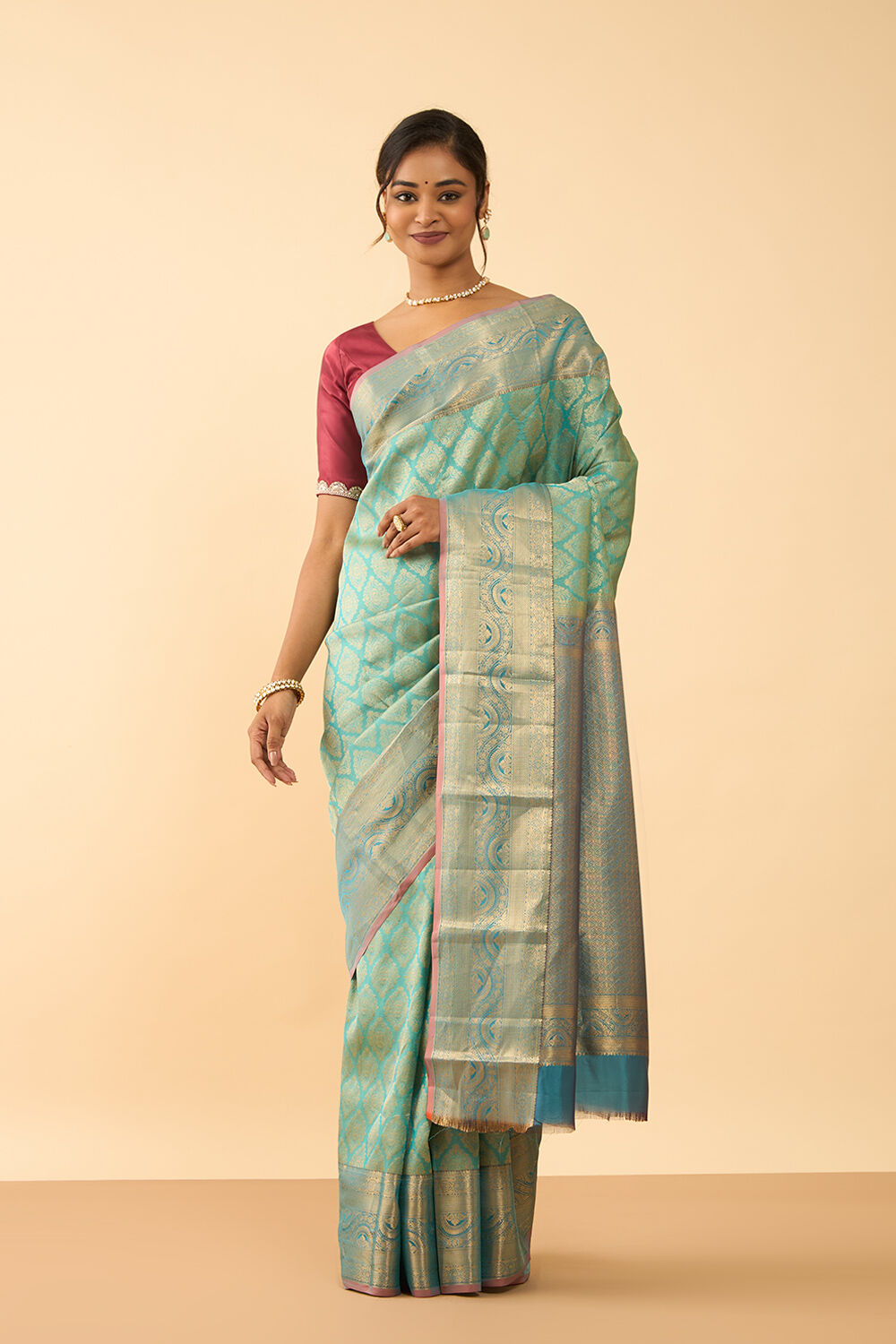 Light Blue Woven Silk Viscose Saree image number null