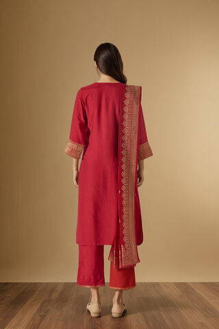Red Brocade Pure Viscose Kurta Set thumbnail image number null