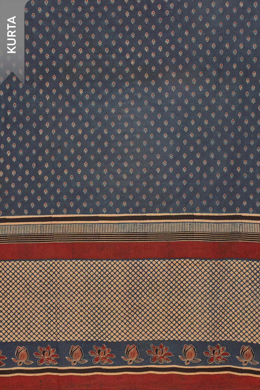 Blue Pure Cotton Ajrakh Unstitched Suit Set image number null