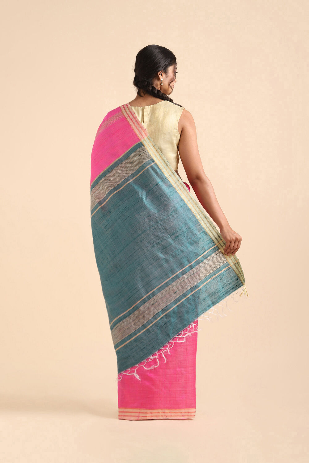 Pink Pure Tussar Silk Bhagalpuri Saree image number null