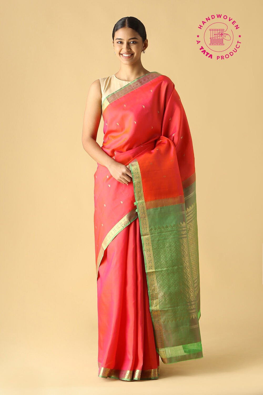 Pink Pure Silk Kanjivaram Saree image number null