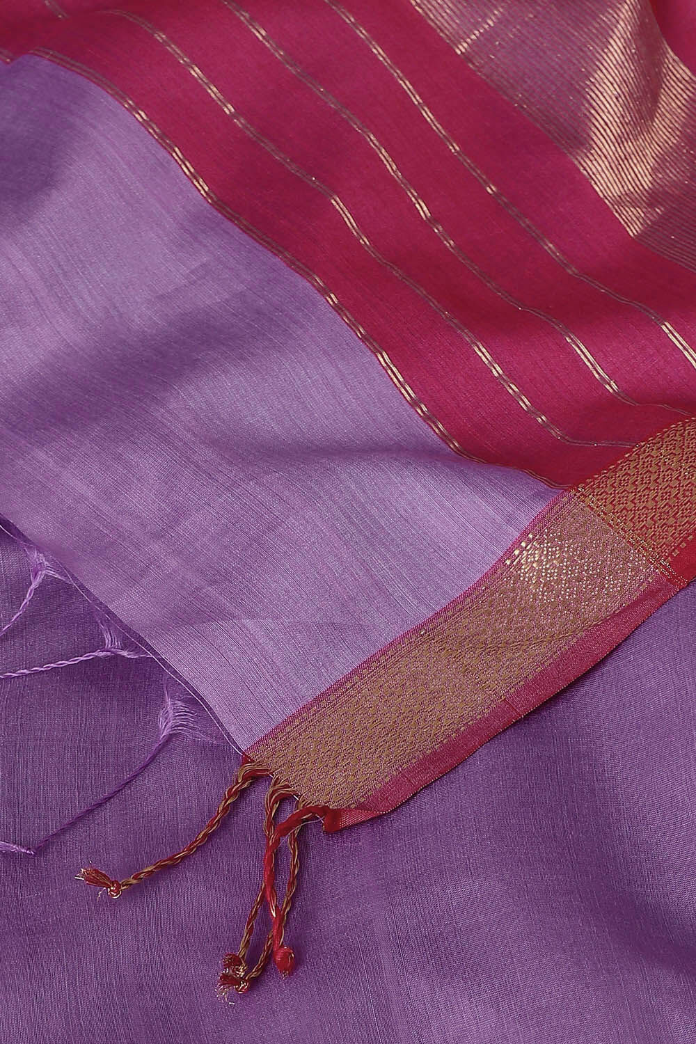 Light Violet Pure Silk Cotton Maheswari Saree image number null