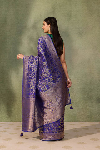 Dark Blue Woven Pure Viscose Saree thumbnail image number null