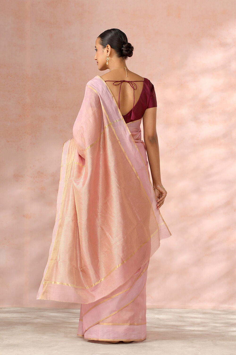 Light Pink Chanderi Pure Silk Cotton Woven Saree image number null