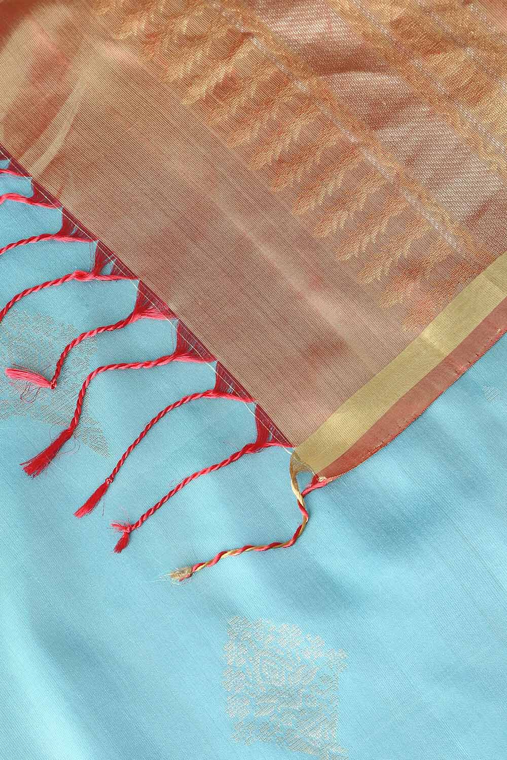 Blue Pure Silk South Saree image number null