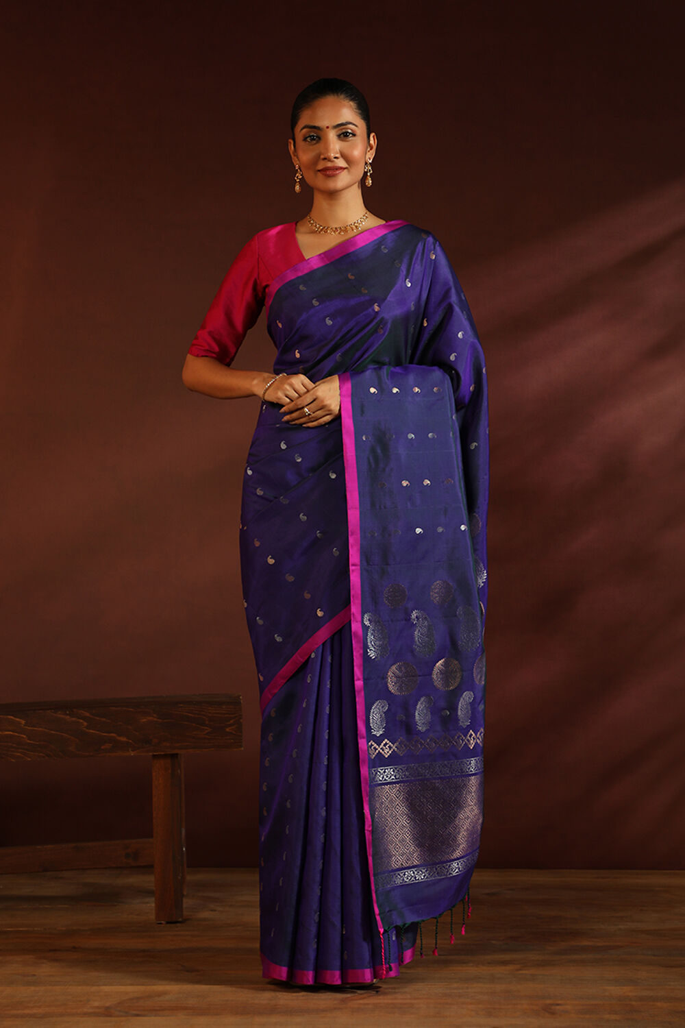 Blue South Pure Silk Woven Saree image number null