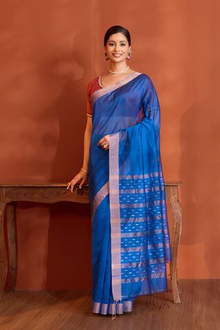 Blue Bengal Pure Silk Cotton Jamdani Saree thumbnail image number null