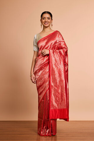 Red Pure Silk Brocade Banaras Saree thumbnail image number null