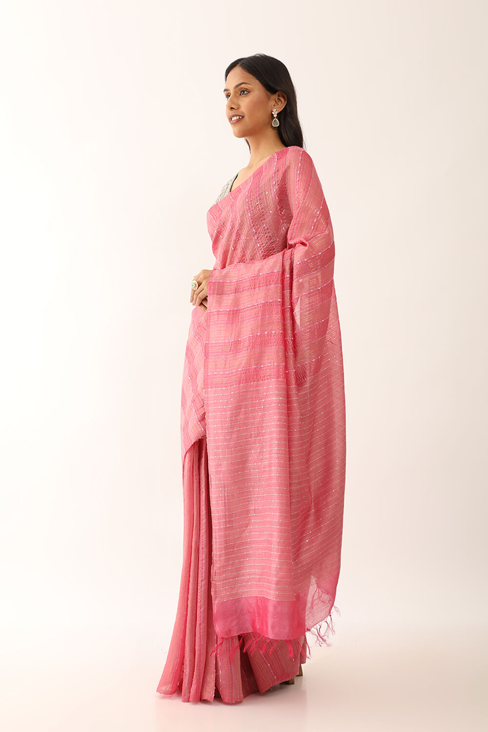 Pink Chattisgarh Woven Pure Tussar Silk Saree image number null