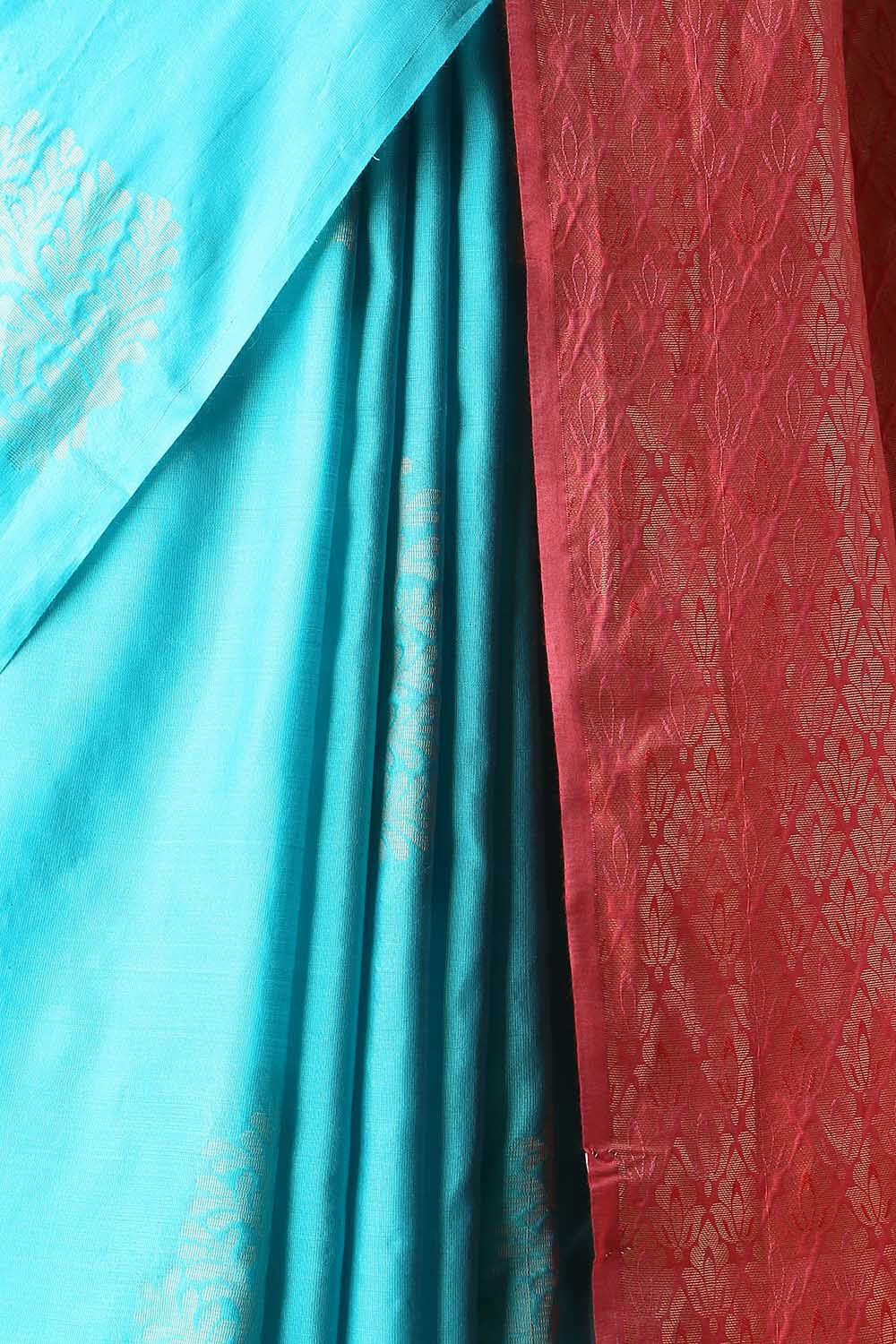 Light Blue Pure Silk Tencel South Saree image number null