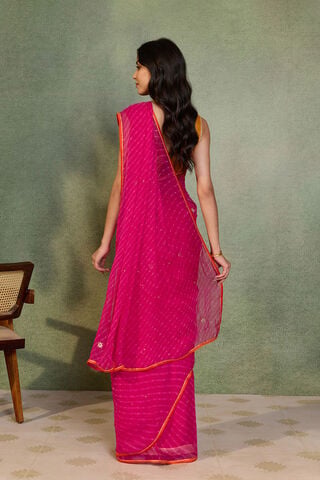 Pink Gota Patti Viscose Chiffon Rajasthan Saree thumbnail image number null