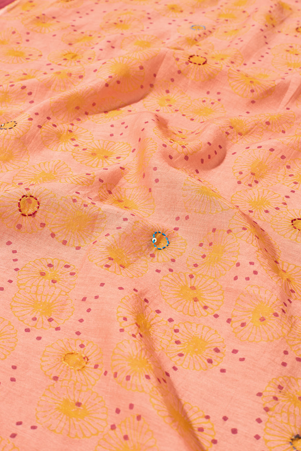 Pink Pure Silk Cotton Block Printed Bengal Saree image number null