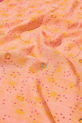 Peach Pure Silk Cotton Block Printed Bengal Saree thumbnail image number null