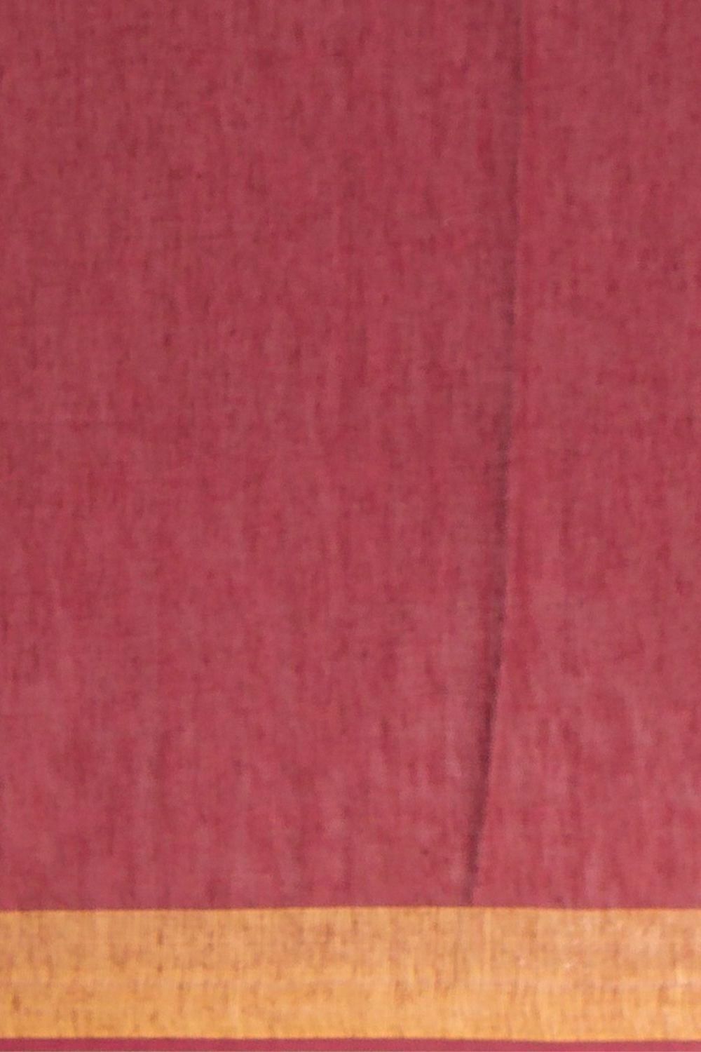 Red Pure Linen Printed Saree image number null