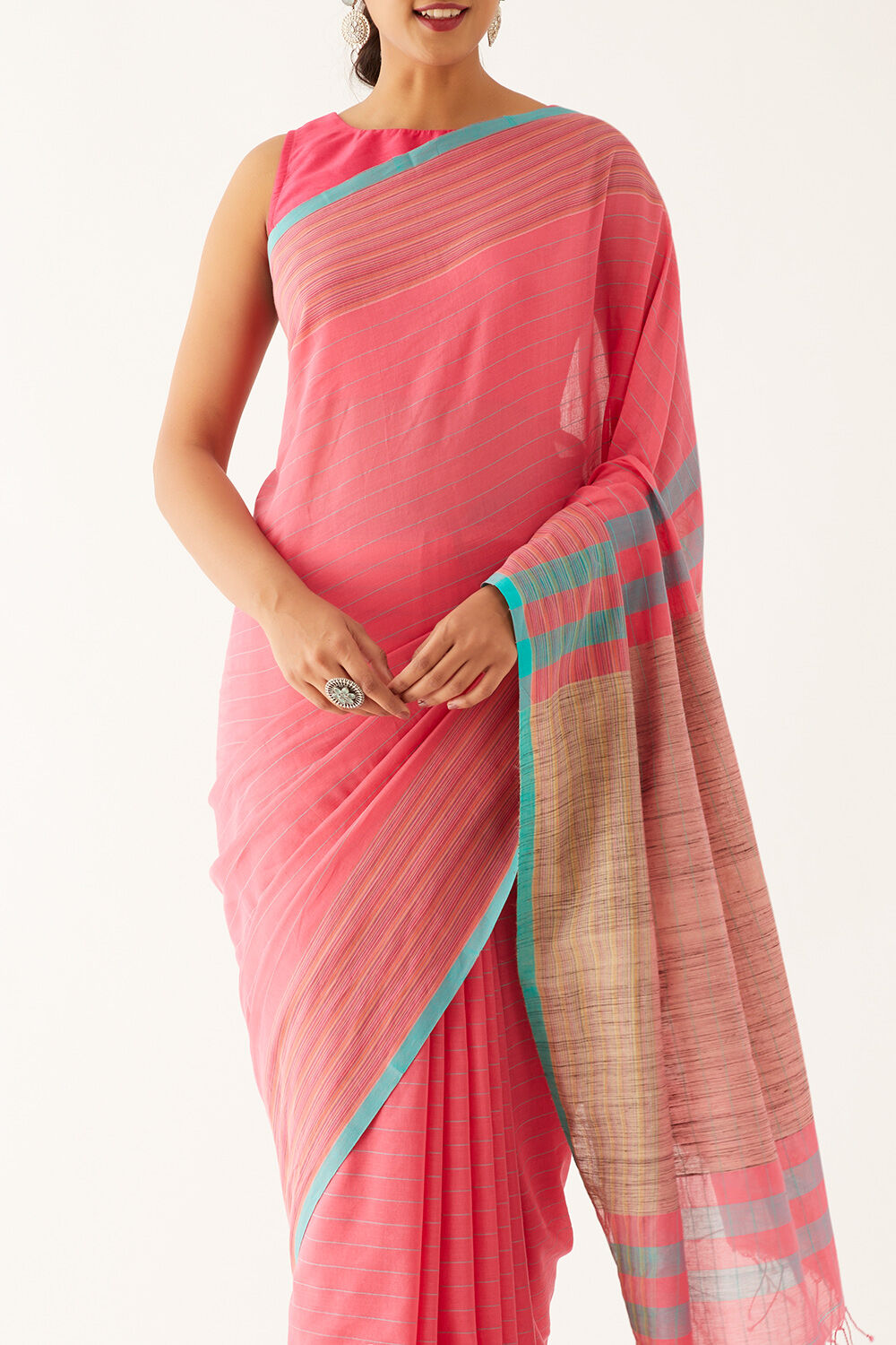 Pink Pure Cotton Bengal Saree image number null