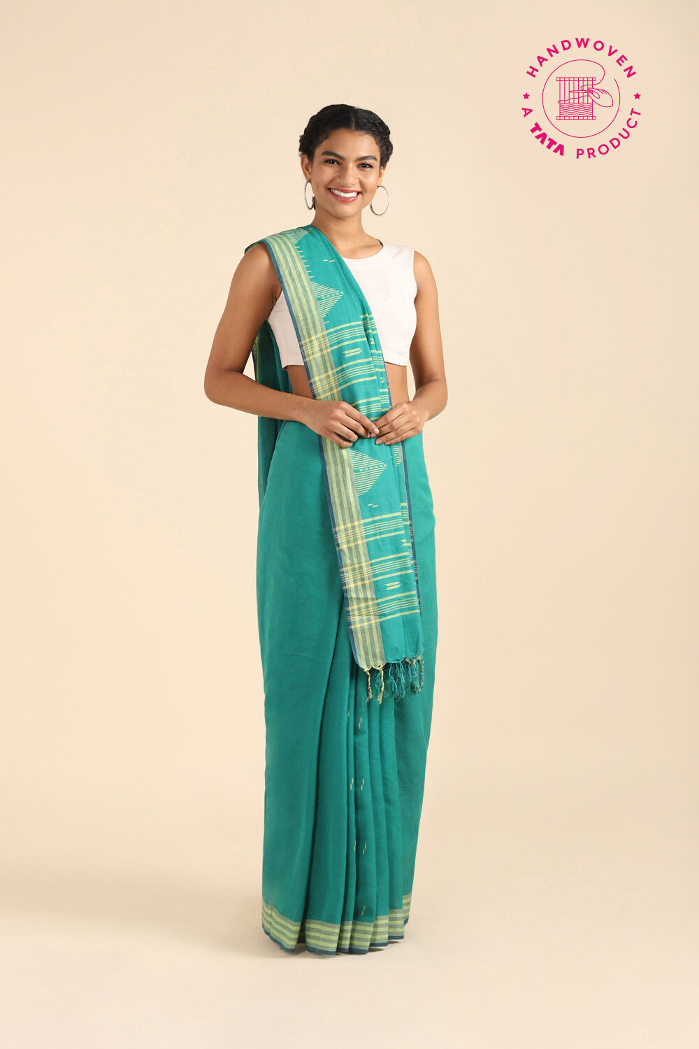 Green Pure Cotton Jamdani Saree image number null