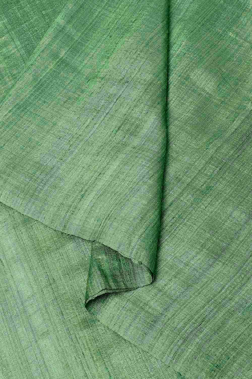 Green Pure Silk Tussar Jamdani Saree with Kantha Embroidery image number null