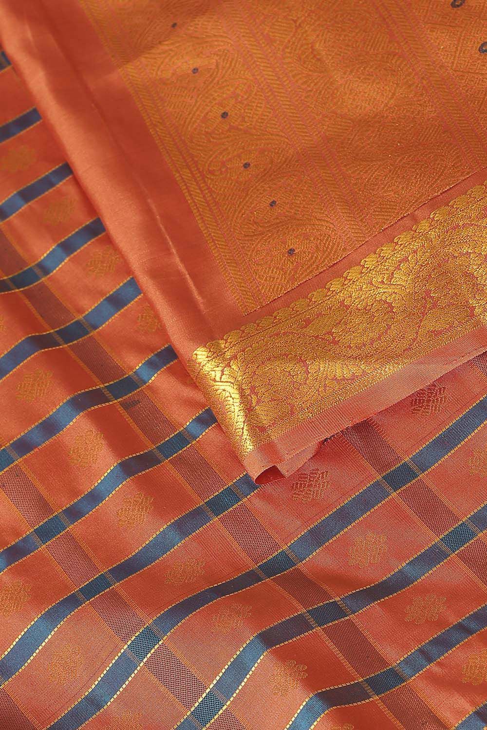 Dark Orange Pure Silk Kanjivaram Saree image number null