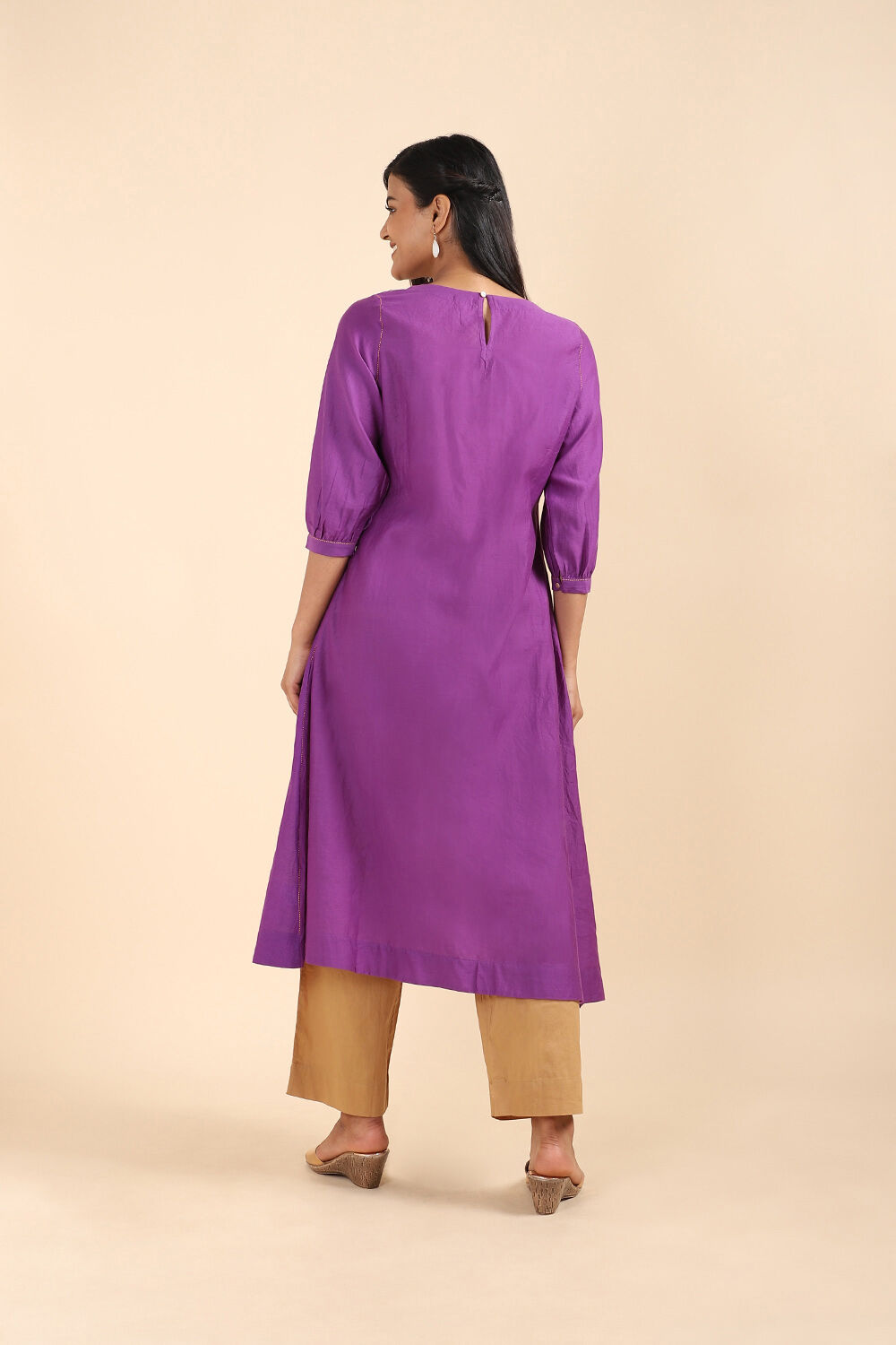 Violet silk Cotton Jamdani Kurta image number null