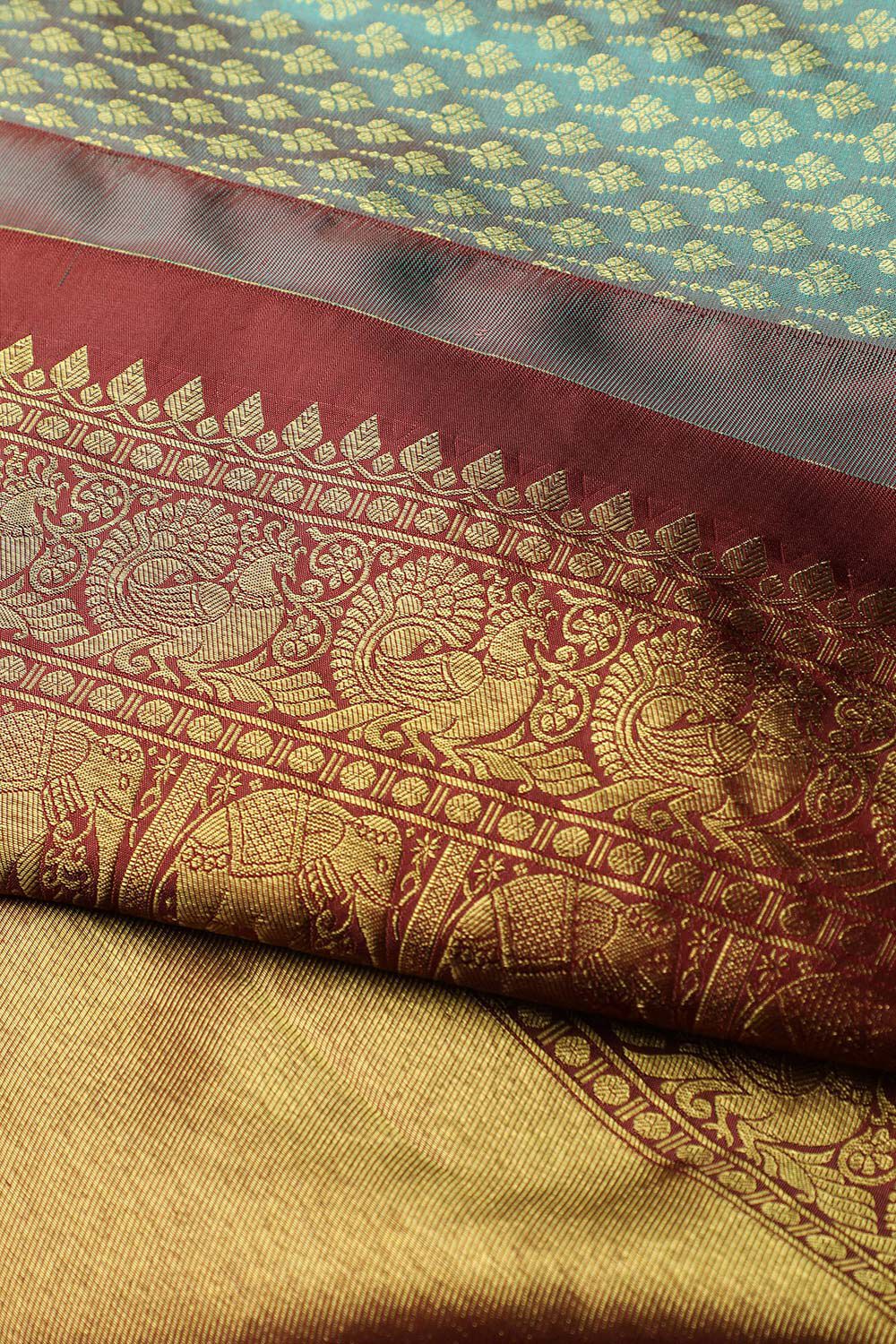 Green Kanjivaram Inspired Design Pure Silk Woven Saree image number null