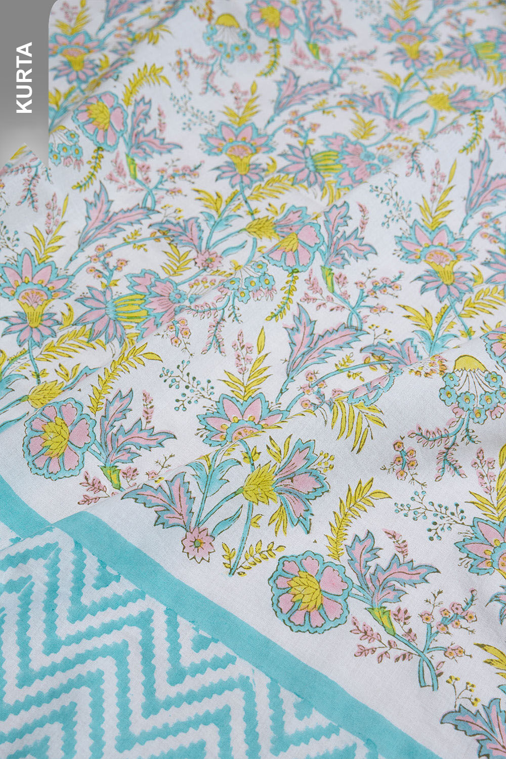 Off White Pure Cotton Printed Sanganeri Suit Set image number null