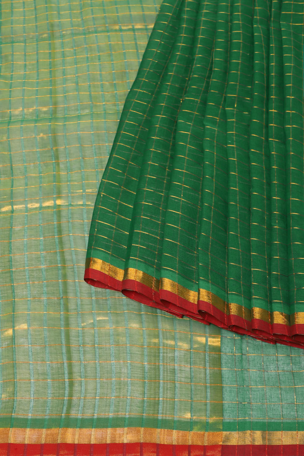 Green Pure Cotton Venkatgiri Saree image number null