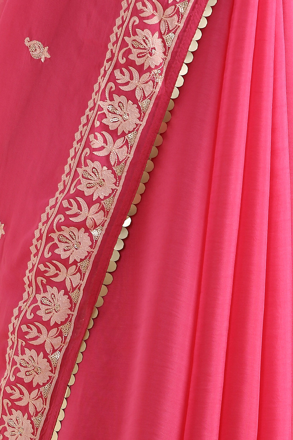 Dark Pink Viscose Embroidered Saree image number null