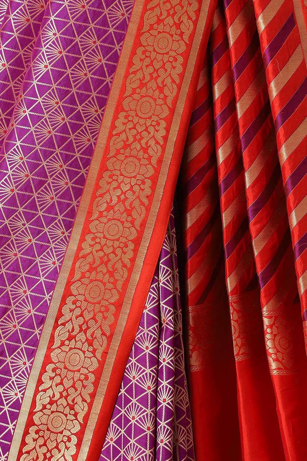 Purple Pure Silk Banarasi Brocade Saree image number null
