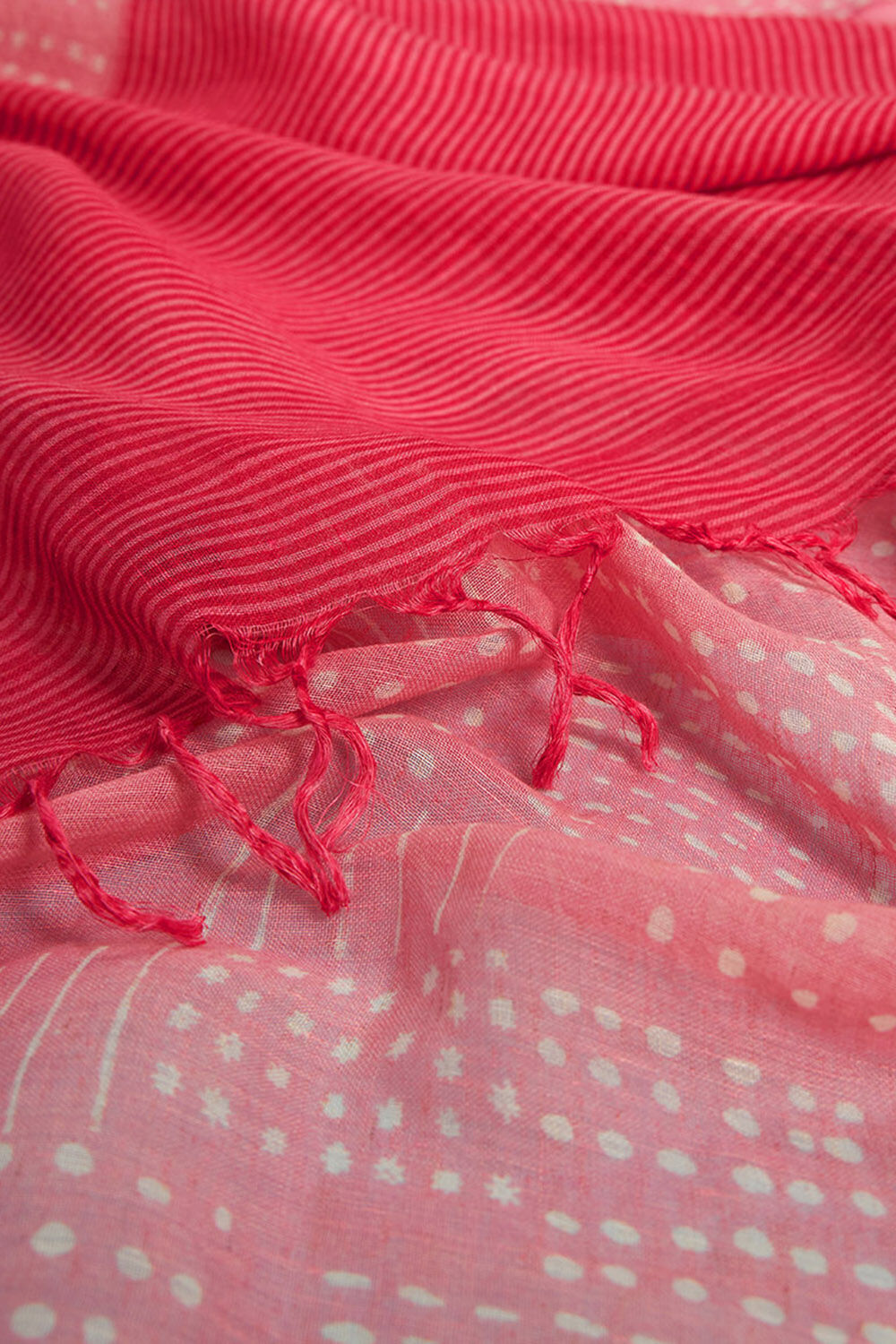 Pink Screen Printed Pure Linen Saree image number null